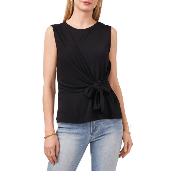 VINCE CAMUTO Tie Front Sleeveless Top - Black - NWOT - XS - Picture 1 of 4